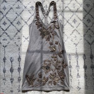 Grey and Brass Beaded Club Dress